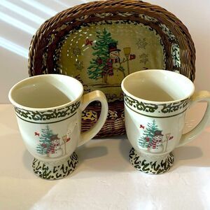 Christmas mug set with basket